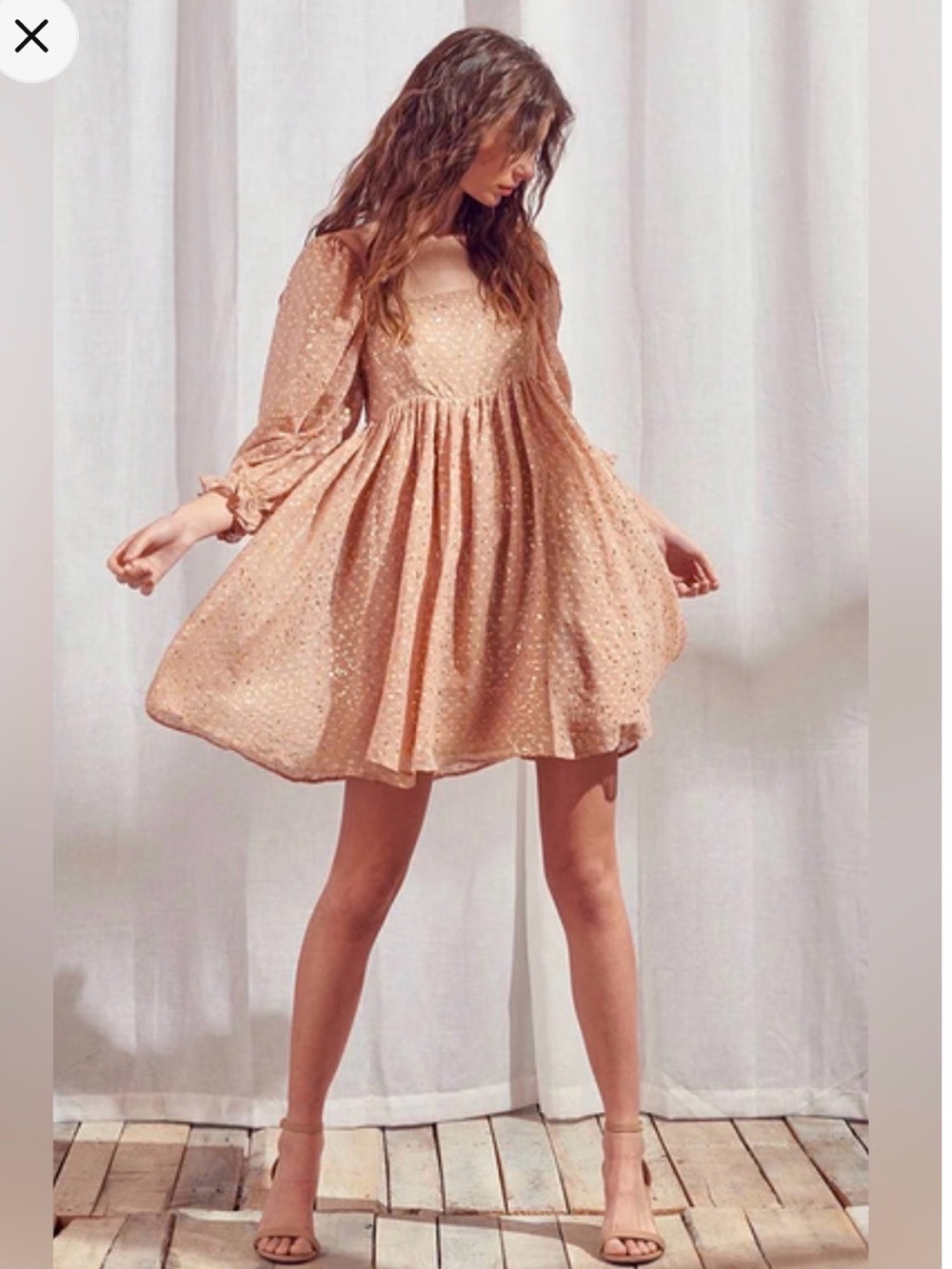 NWT Storia Light Brown and Gold Dress